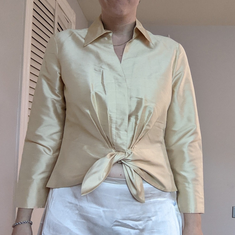 100% silk shantung Talbots blouse 8 petite